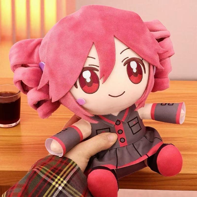 20cm Kasane Teto Plush Doll Pink Twin Curly Bun Hair Big Gradient Red Anime Eyes Gray Red Sleeveless Uniform Vocaloid Character Stuffed Toy Soft Fluffy Ornament Gift For Teen Girls Anime Fans Cross-Border Wholesale