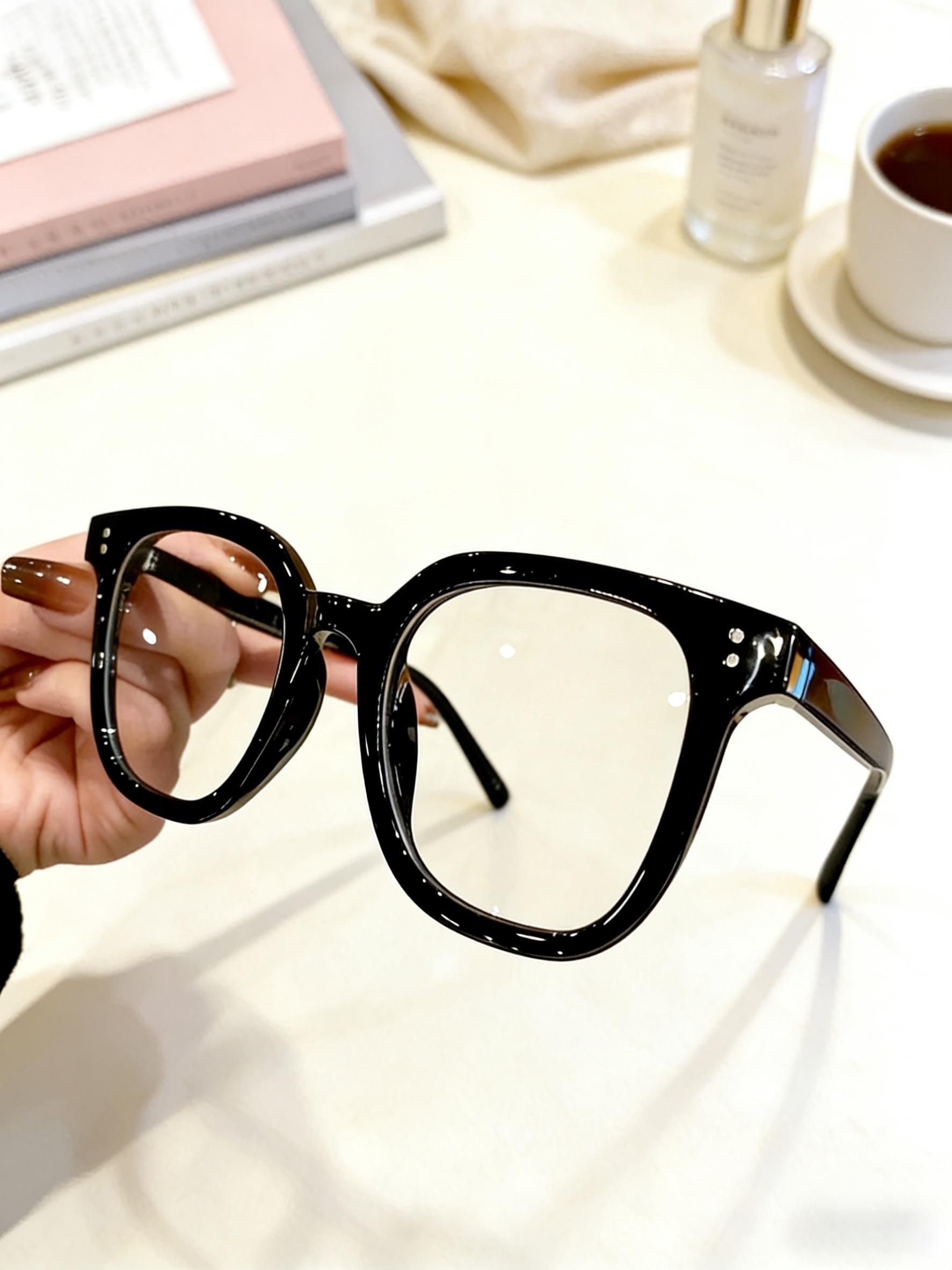 Black Frame Fashion Eyewear, Unisex Oversized Square Clear Lens Glasses, Face-Shaping Versatile Frame for Students, Office Workers, Commuting, Watching Videos and Daily Styling, Back-to-School and Birthday Gifts