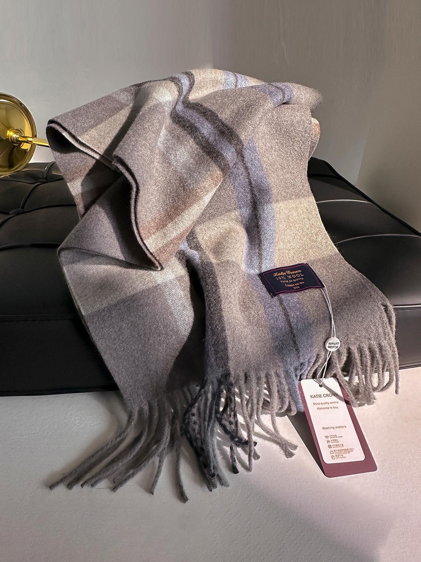 Women's Plaid Pattern Scarf, Casual Fitted Structure Design, Warm Daily Wear Accessory, Fashionable Comfortable Multifunctional Shawl for Fall & Winter