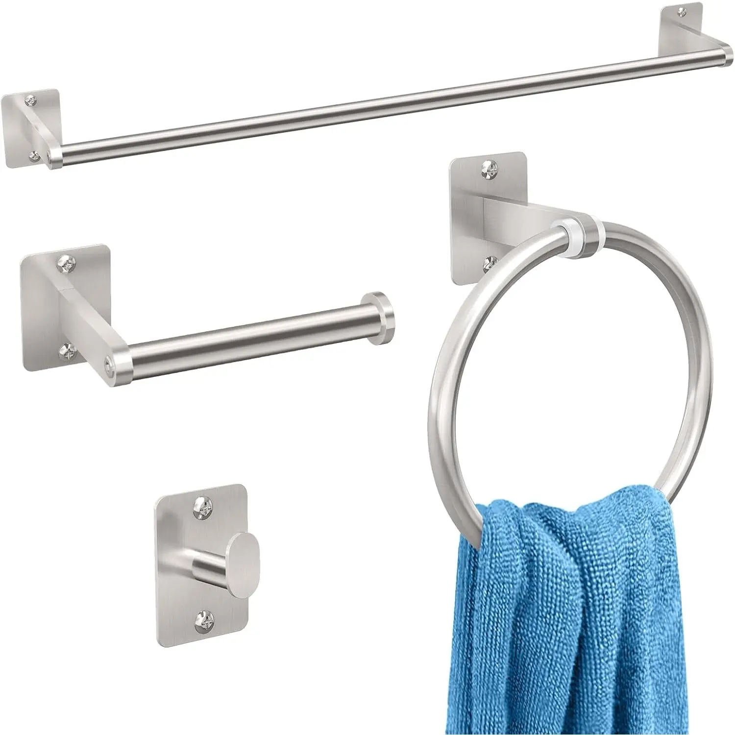 Brushed Nickel Bathroom Accessories Set, 4 PCS Bathroom Hardware Set