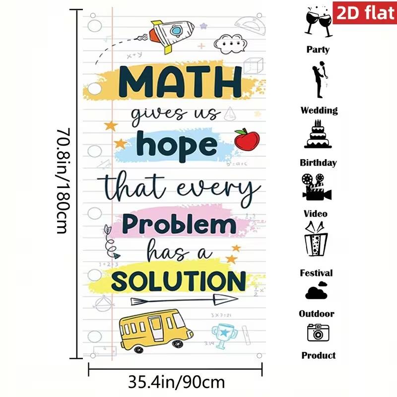 2D flat banner - Mathematics-themed front door sign, classroom welcome ...