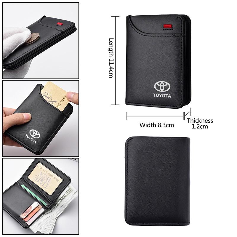 Car Leather Mini Credit Card Purse, Soft Portable Small Wallet, Wallet Card Holder, Compatible with Toyota Corolla, Land Cruiser, Camry, Rav4