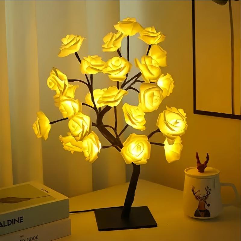 Base LED Small Branch Lights, Realistic Tree String Lights, Rose Flower Maple Leaf Tree Decorative Lights, Home Decoration
