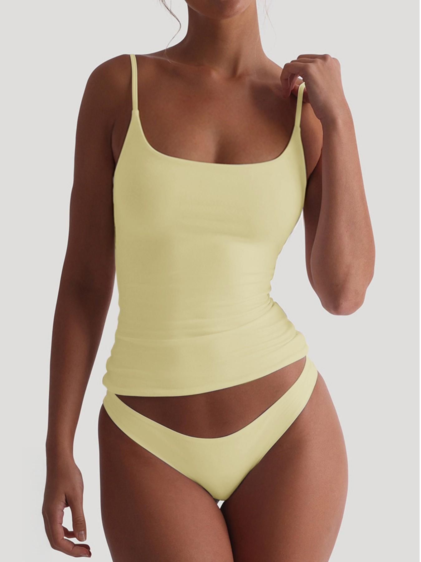 Basic Solid Color U-Neck Sleeveless Breathable Tank Top, Minimalist, Adjustable Shoulder Straps, Spaghetti Strap, Summer Versatile Outerwear Inner Layer Vest, Casual Wear, Womenswear, Casual Everyday Wear