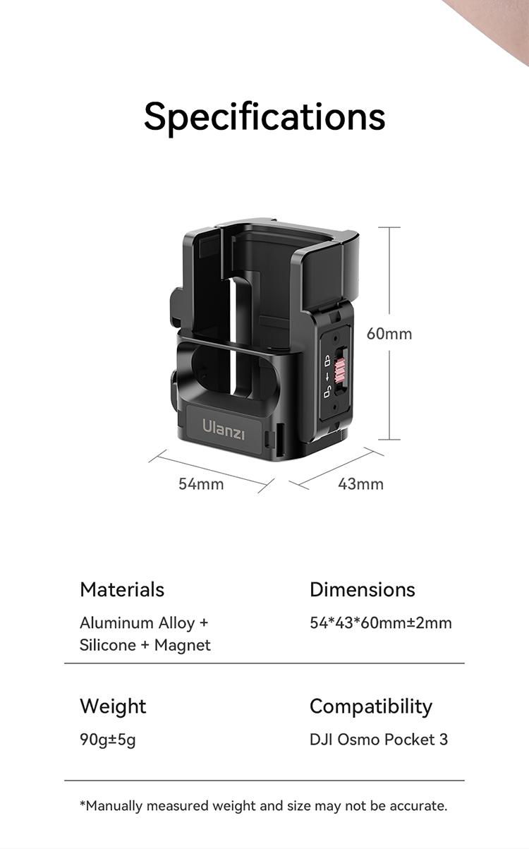 Ulanzi Pocket3 Accessories Collection, Expansion Adapter & Mini Tripod Kit for DJI Osmo Pocket 3 Mount with 1/4" Screw, Quick Release LED Light, Action Camera Accessories