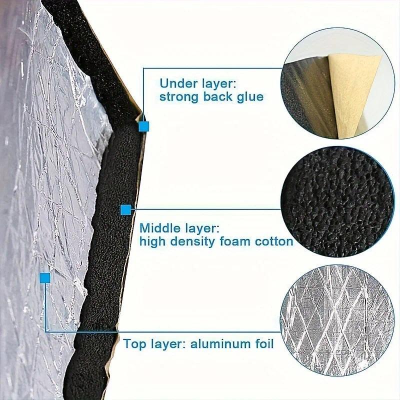 10-Pack Car Soundproofing Mats for Engine Hood - Waterproof, Oil-Resistant Foam Noise Reduction Accessories