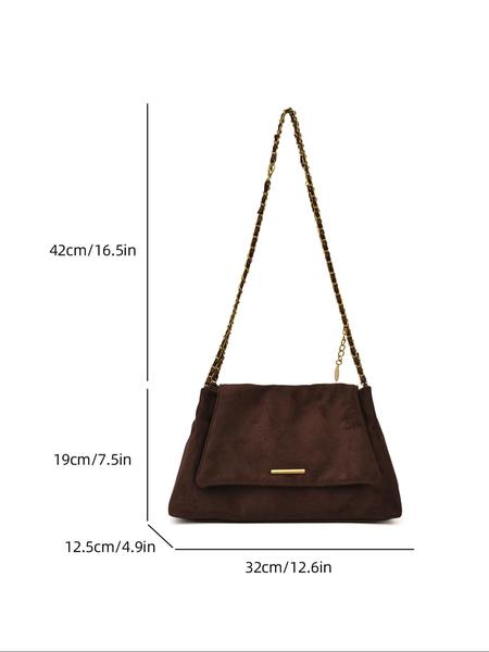 Women's PU Velvet Handbag, Retro Style Large Capacity Shoulder Bag, Magnetic Closure, Ideal for Office, School, Work, Travel, Outdoor