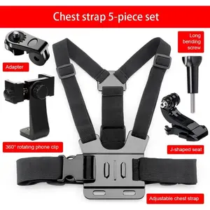 Multifunctional Adjustable 5-in-1 Chest Strap, Universal Shoulder and Back Clip for Action Cameras & Phones, Fixed Bracket for Outdoor Cycling, Fishing and Vlog Shooting, Special Accessories for Outdoor Sports Photography