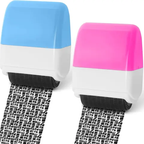 2-Pack Identity Theft Protection Roller Stamp, Privacy Rolling Stamp, Confidential ID Blackout Stamp for Mail & Address, Privacy & Security Office Supplies