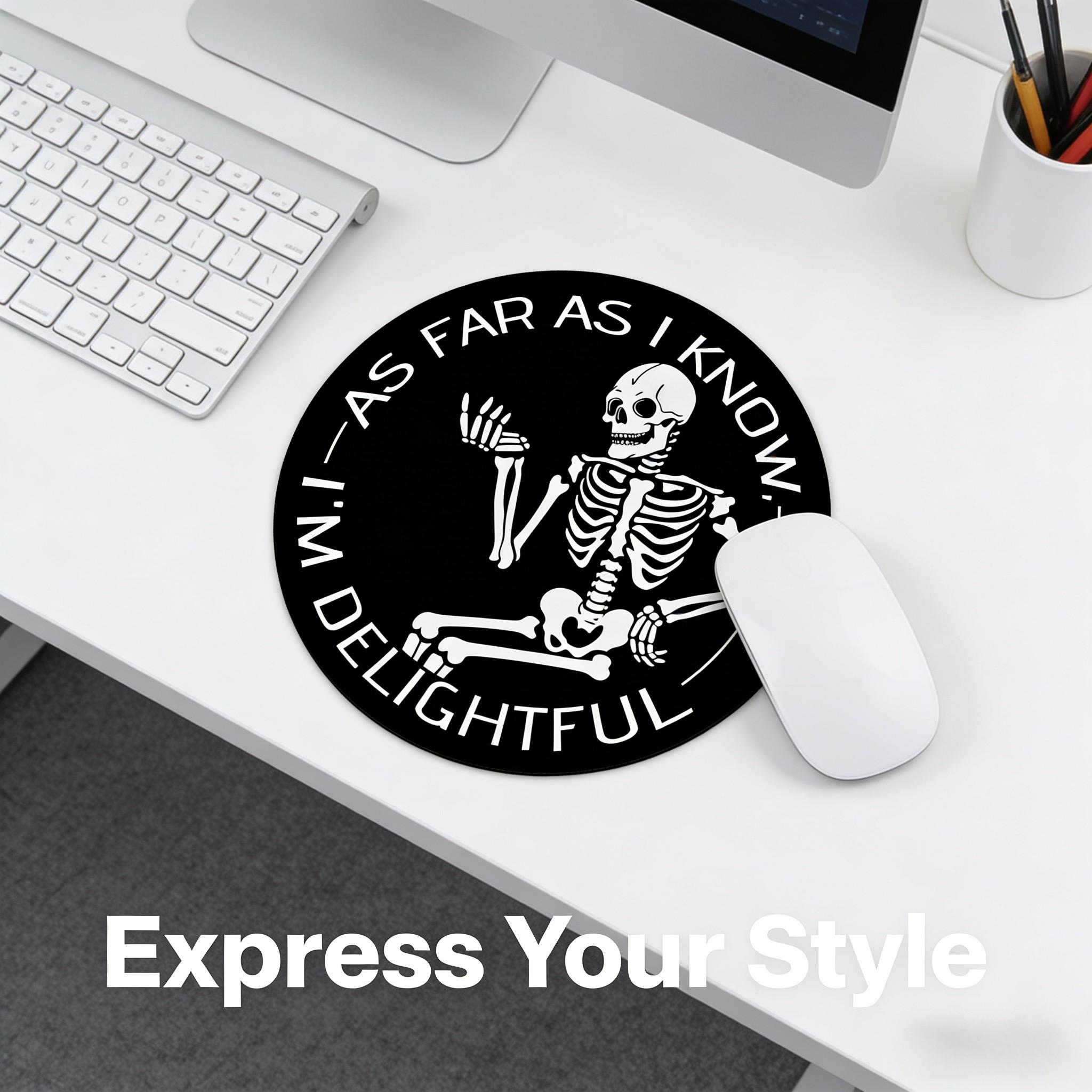 Fashion Skull Head Round Mouse Pad, Non-Slip Rubber Base, Small Desktop Mat for PC/laptop, Gaming/mouse Pad, Gift for Women, 7.87 Inches