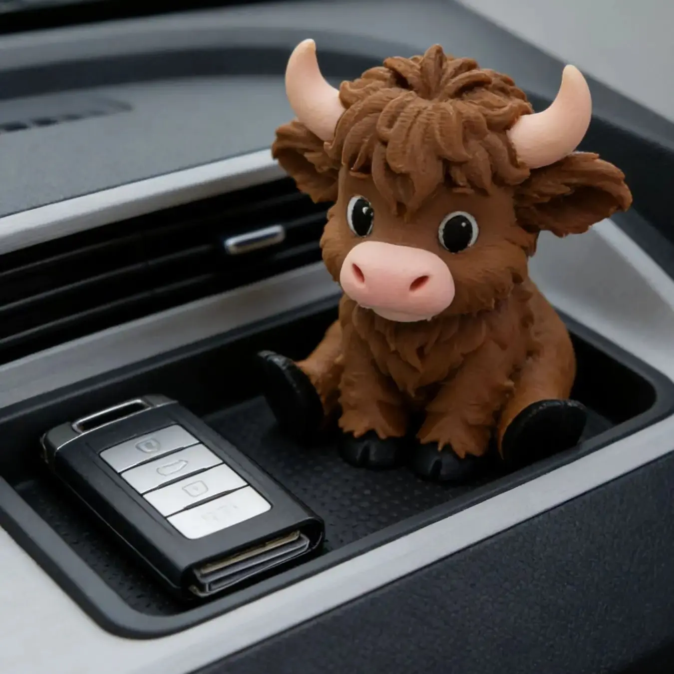 3D Printed Highland Cow Figurine, Cute Cartoon Figurine, Cartoon Animal Desktop Decor, Figurines Decor, Perfect Gift for Kids' Birthday