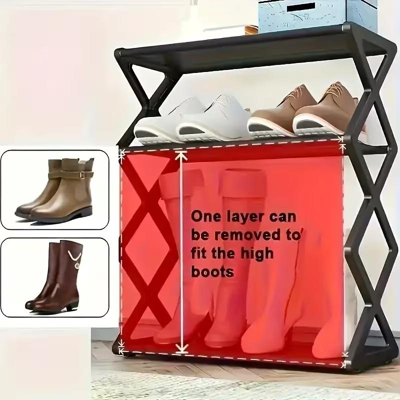 4 Layer Simple Shoe Rack, Shoe Shelf Organizer, Stackable Space Saving, Living Room Bedroom Universal Storage, Easy Assembly, 5 Colors, 2 Styles, Shoe Rack Organizer