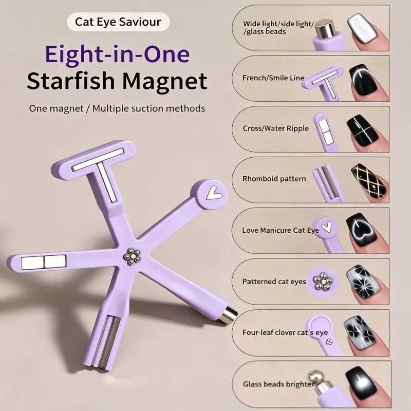 8 in 1 Purple Cat Eye Nail Art Magnet Strong Magnetic Attraction Multiple Fancy Patterns Powerful Magnet Creates Clear Cat Eye Effect DIY Home Nail Salon Quality Versatile Nail Tool Practical Essential Easy Operation Beginner Friendly Nail Art Tools 8 in 1 Purple Cat Eye Nail Art Magnet Strong Magnetic Attraction Multiple Fancy Patterns Powerful Magnet Creates Clear Cat Eye Effect DIY Home Nail Salon Quality Versatile Nail Tool Practical Essential Easy Operation Beginner Friendly Nail Art Tools