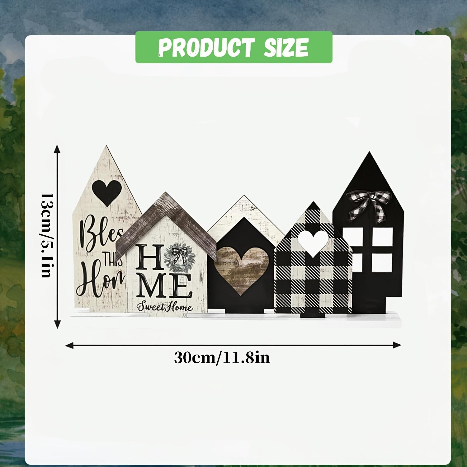 5 Piece Mini Wooden House Set, Nordic Style Home Decor, Vintage Holiday Decoration, Durable Wood, Handmade Look, Perfect Gift