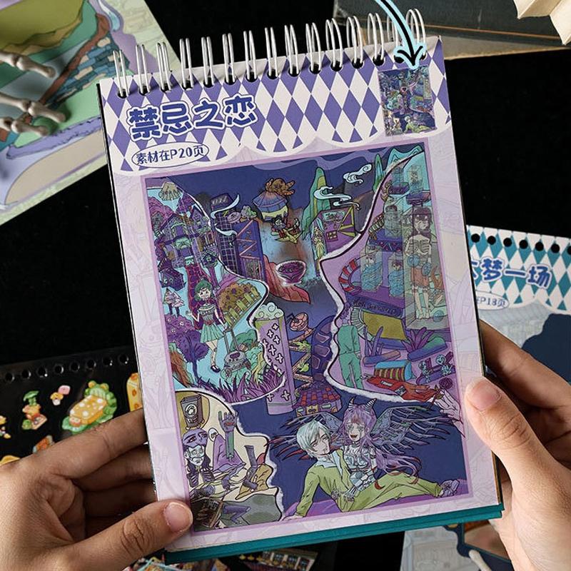40 Sheets Simulation Life 2.0 Sticker Book Scene Building Stickers Miniature 3D Creative DIY Scrapbooking Hand Account Scrapbook Sticker Album