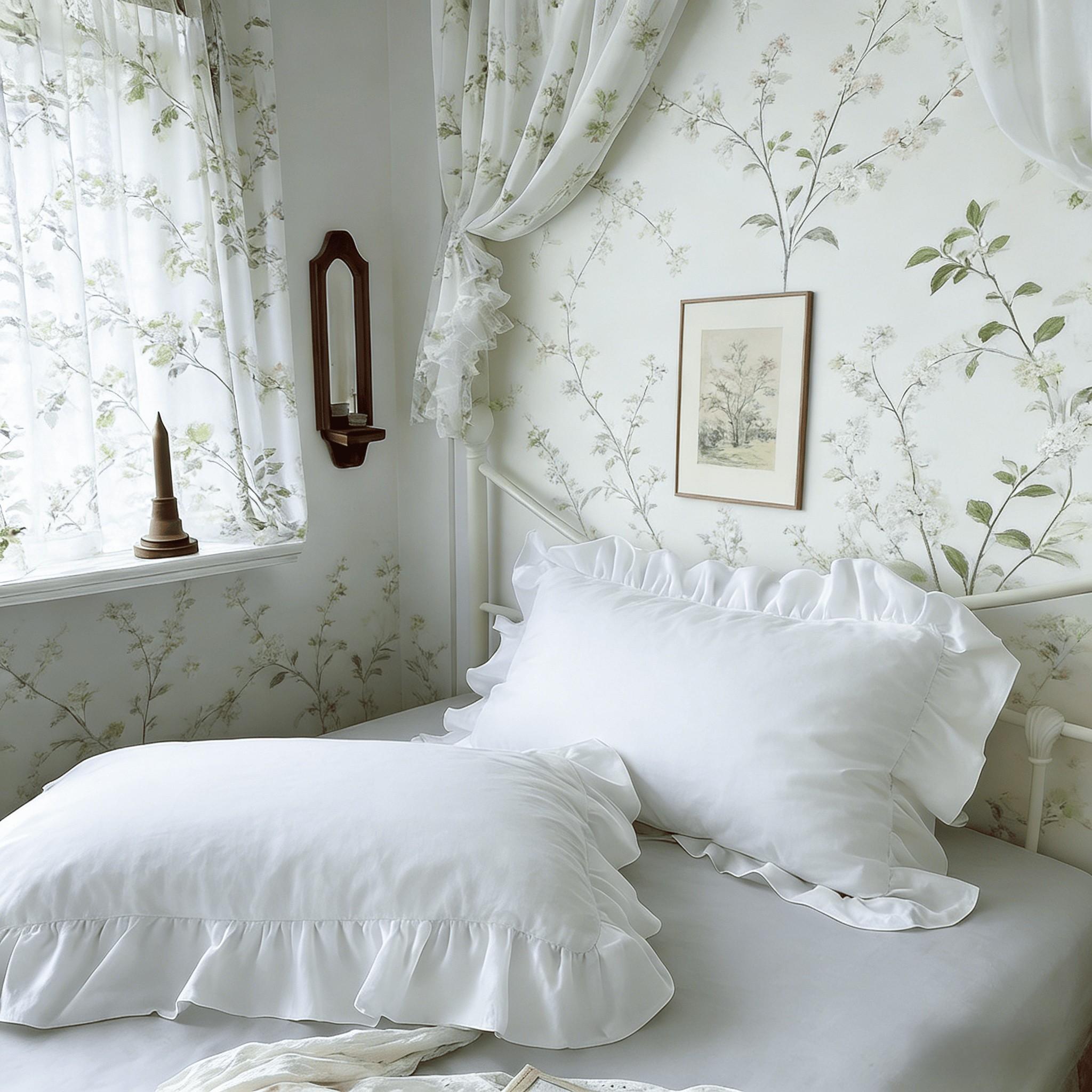 Solid Color Ruffle Pillowcase Set, Crafted with Raffle Detail, includes 2 Pillowcases Without Pillows, Soft and Comfortable Bedding Accessories