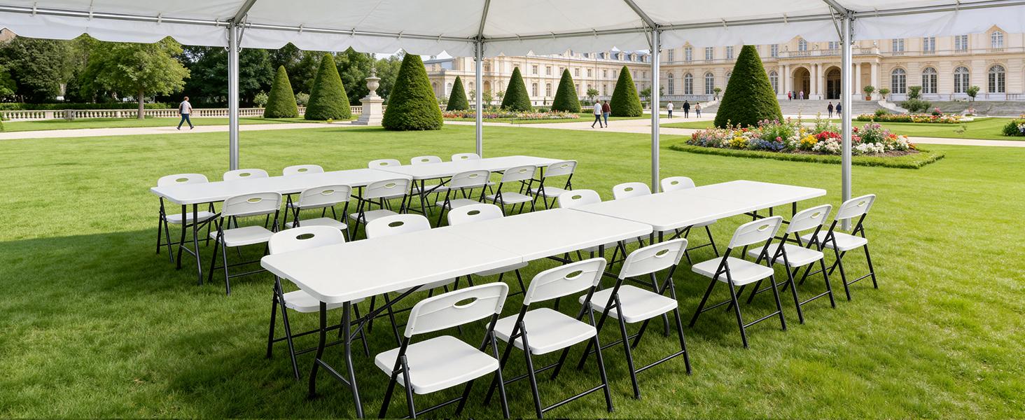 Heavy-Duty Plastic Folding Chair, Ergonomic Back, Outdoor White Folding Chairs for Outside Indoor, Portable 350 lbs Capacity Heavy Duty Plastic Metal Foldable Chairs, Stackable & Portable, for Home, Party, Indoor & Outdoor Use