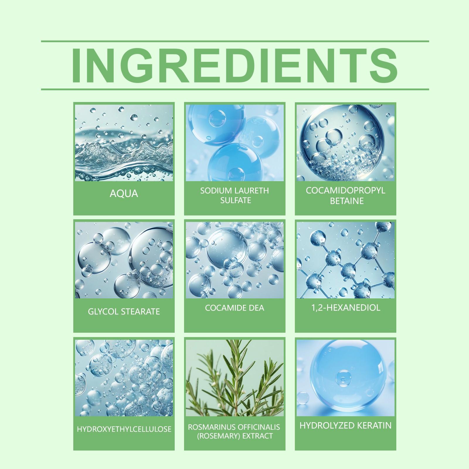 Rosemary Shampoo Daily Scalp Cleanser, Nourishes Hair, Natural Shine, Softening, Moisturizing, Gentle Formula, Ideal for Regular Use