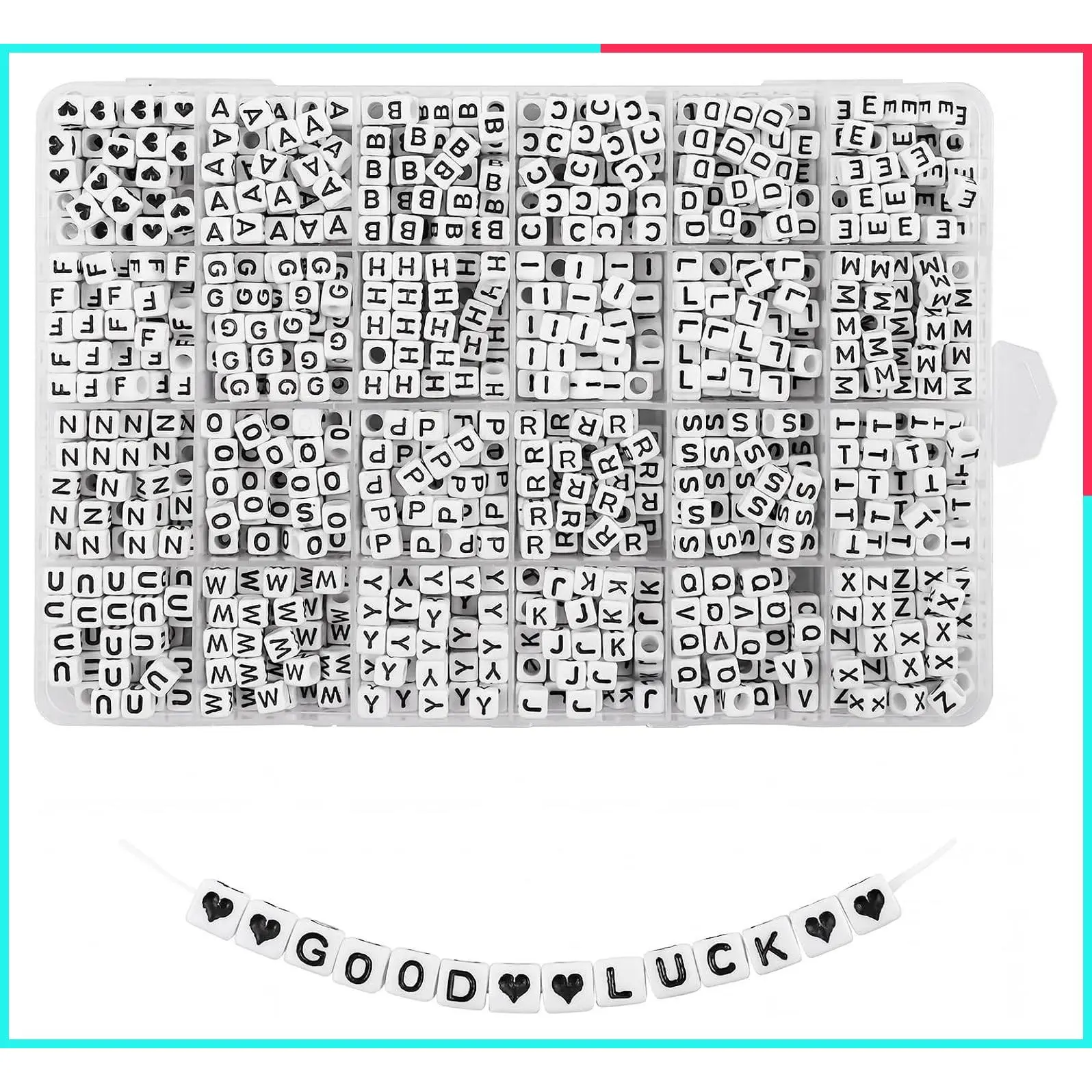 1440pcs White Cube Acrylic Alphabet Letter Beads, Sorted A-Z, Large Hole for Jewelry Making, Bracelets, Necklaces, Key Chains, DIY Crafts