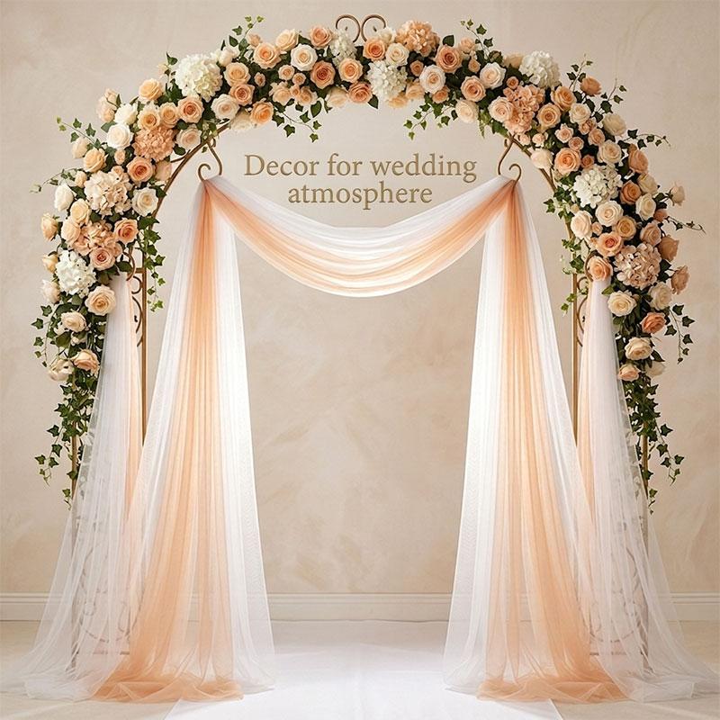 1pc Wedding Arch Drapery, Lightweight Chiffon Arch Canopy Fabric, Reusable, Dual Hole Design, Ideal for Weddings, Parties, Events