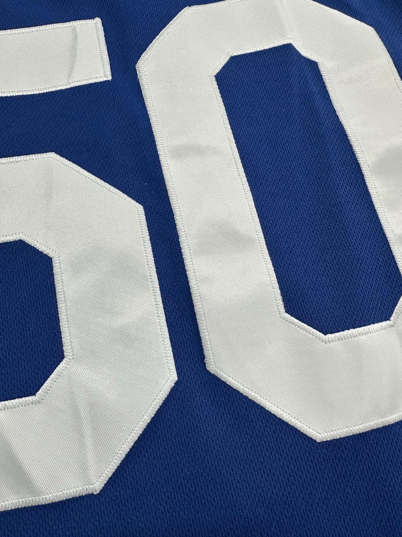 Men's #50 "Los Angeles" Embroidery Baseball Jersey, Loose V-Neck Short Sleeve Button-Up Sportwear Suitable For Street Hip-Hop, Baseball, Golf Training, Sports Top, Streetwear, Sportswear Top