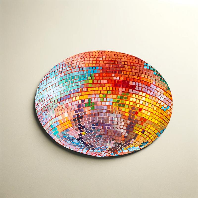 Colorful Disco Ball Pattern Mouse Pad, 1 Count Round Mouse Pad, Non-slip Rubber Base Mouse Pad for Office Home Game Room, Gaming Mouse Pads, Gaming Mousepad, Desk Accessories, Desktop Accessory