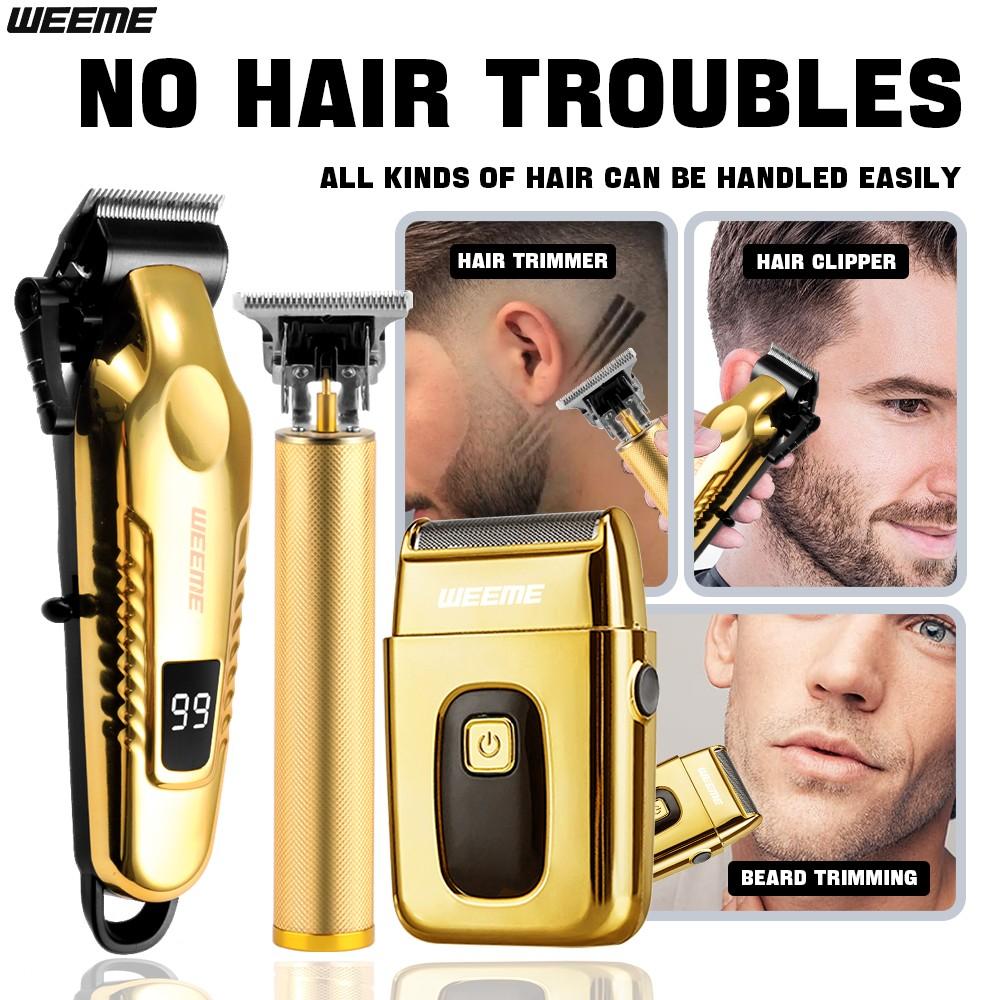 WEEME Men's Electric Shaver Set, 2/3/4pcs Rechargeable Trimmer Kit, USB Charging, T-Head Design, Perfect Gift for Father Husband Boyfriend