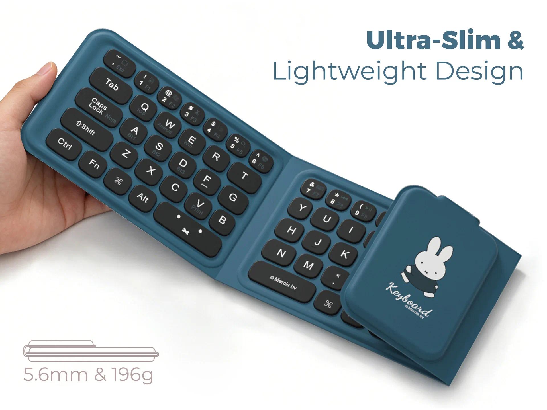 kawaii Miffy Foldable Wireless Bluetooth Keyboard for Connecting