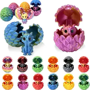 12 Pcs 3D Printed Dragon Eggs Set with Mini Cute Dragon Inside,Random Color,Surprise 3D Printed Animals Set,Executive Home Office Decor,Birthday Gifts