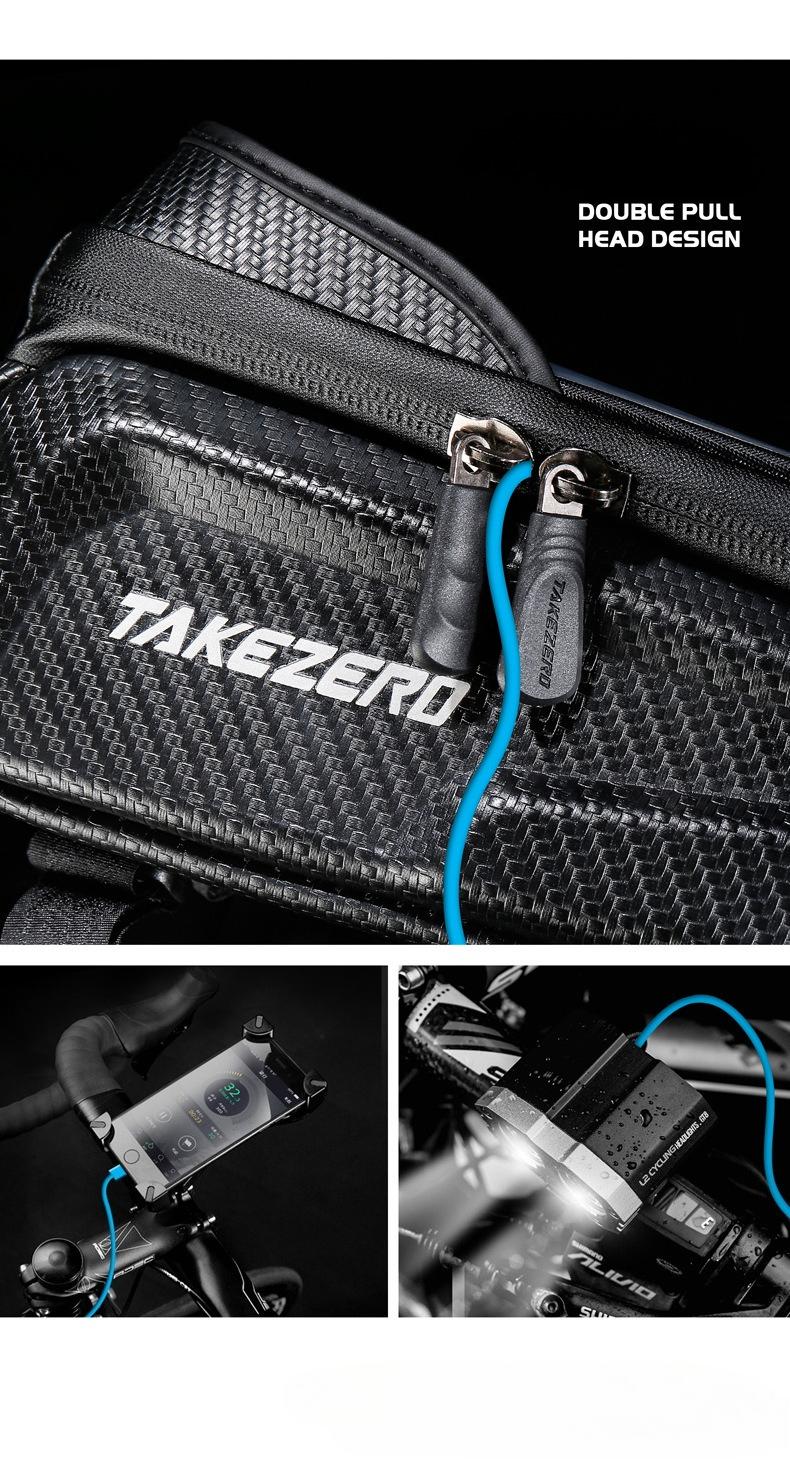 TAKEZERO Bicycle Front Top Tube Bag Touch Screen Bicycle Frame Bag Bicycle Bag 1L Large Capacity Adjustable Cycling Bag Bicycle Accessories