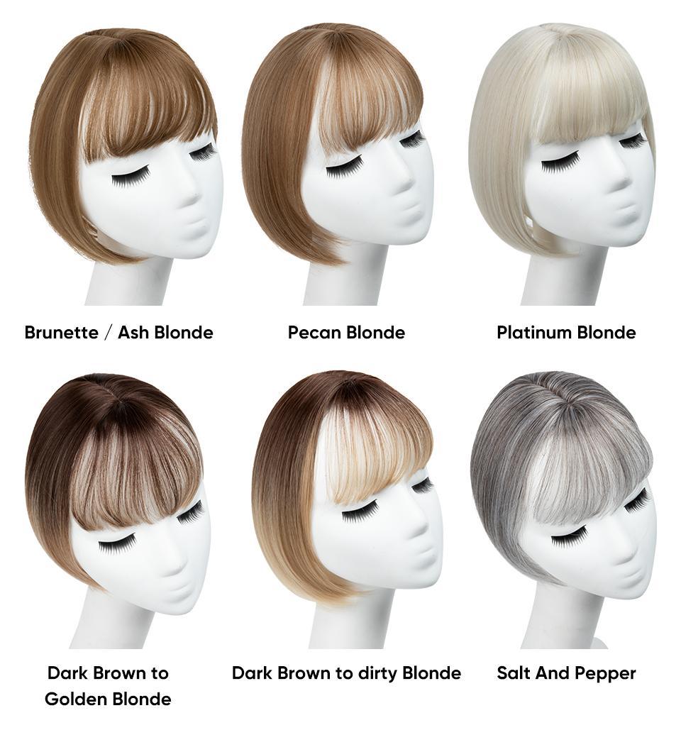 One Piece Synthetic Clip in Hair Topper With Bangs Straight Wig Overhead Natural Invisible Replacement Cover White Hair Piece