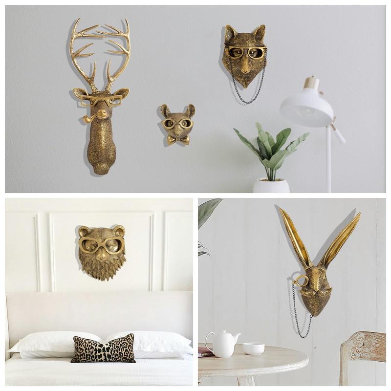 Animal Head Shaped Wall Hanging Ornament, 1 Count Modern Art Creative Animal Head Wall Art, Wall Decor for Home Living Room Bedroom Office