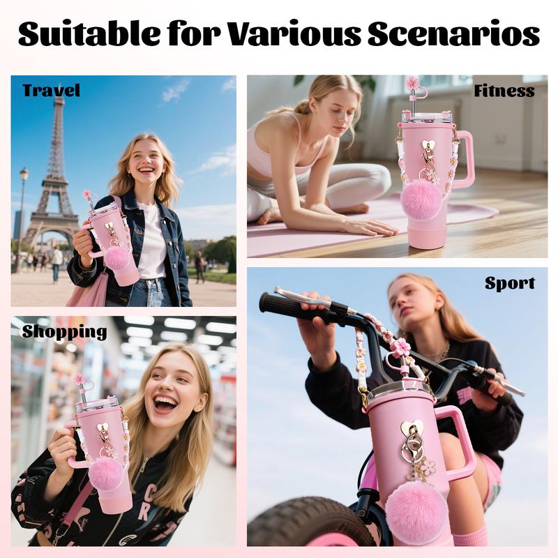 Stainless Steel Vacuum Insulated Glass Cup with Handle and Straw for Children's Gift Set, Keep Cold, Hot & Ice, Portable Drinkware - Mug, Tumbler, Water Bottles, Bottled, Flasks easter toy funny Tumbler Drinkware Tea Iced Tea girl gifts friendship