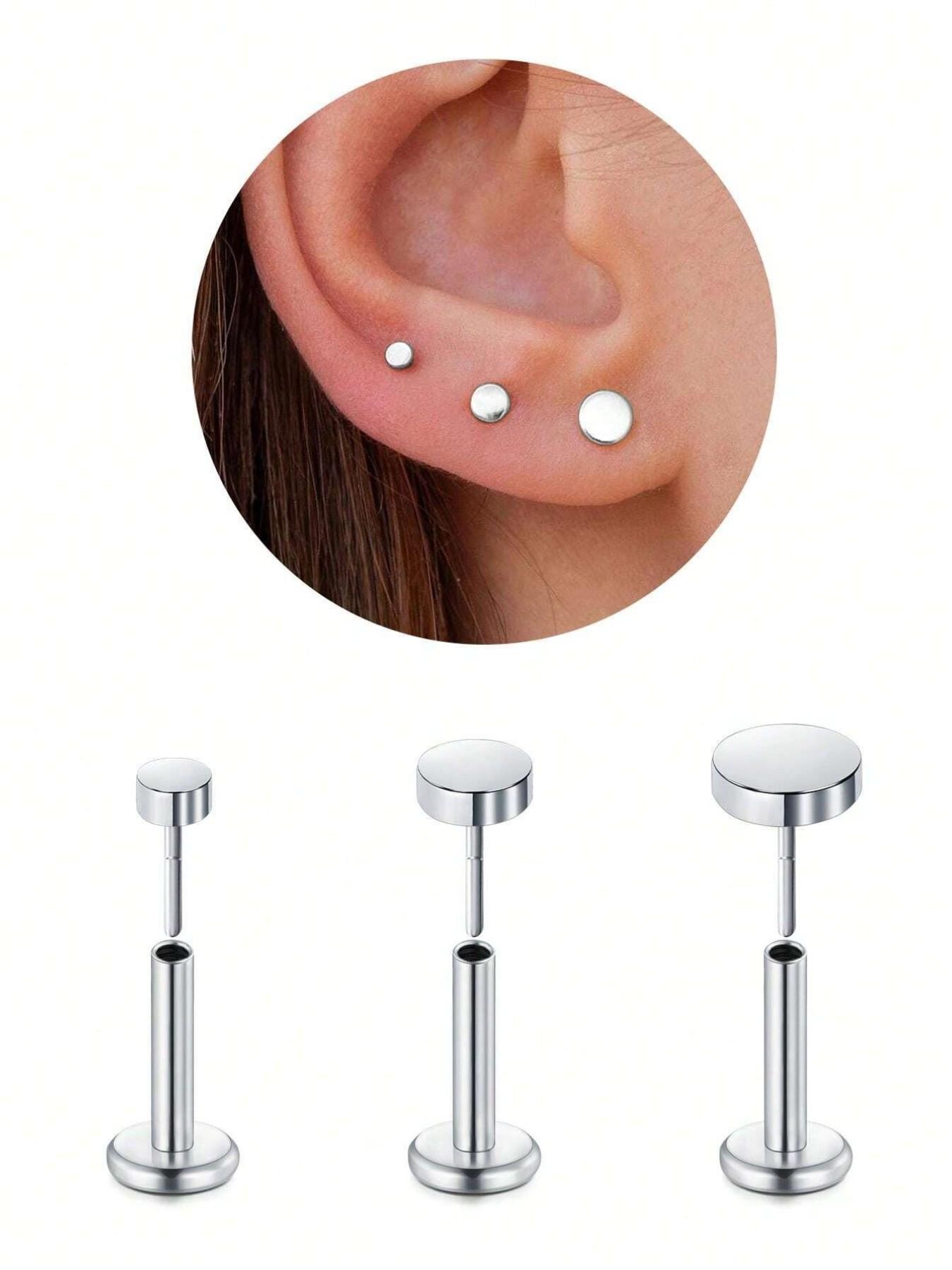 3pcs Threadless Cartilage Earrings, Medusa Piercing Studs, 20gauge Nose Studs, Helix Conch Tragus Jewelry, 2mm 3mm 4mm
