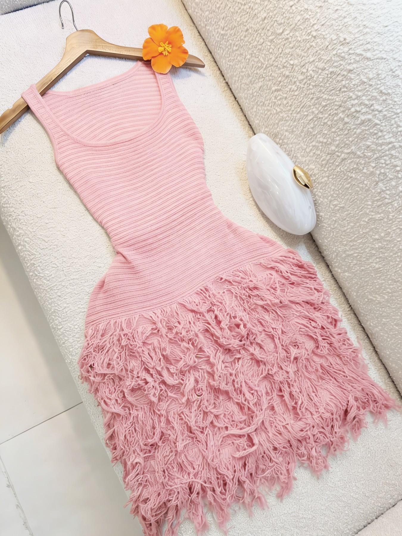 Elegant Knitted Bodycon Dress, Summer Vacation Fringe Skirt, Slim Fit Sleeveless Knit Vest Dress, Solid Round Neck Sweater Dress, Spring & Summer Women's Clothing Elegant Knitted Bodycon Dress, Summer Vacation Fringe Skirt, Slim Fit Sleeveless Knit Vest Dress, Solid Round Neck Sweater Dress, Spring & Summer Women's Clothing