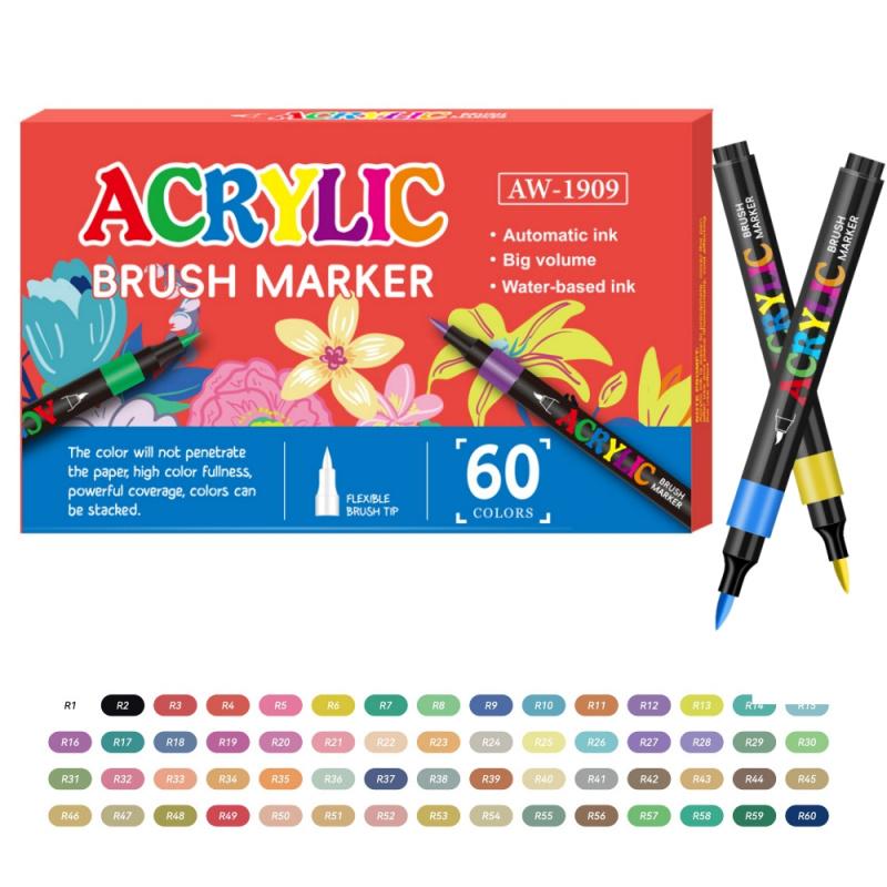 Acrylic Paint Pens Markers,Soft Brush Tips - Quick-Dry Professional Art Markers for Rock Painting, Canvas, Wood, Glass, Ceramic, Fabric, Plastic, Egg & Scrapbook. Paint Markers