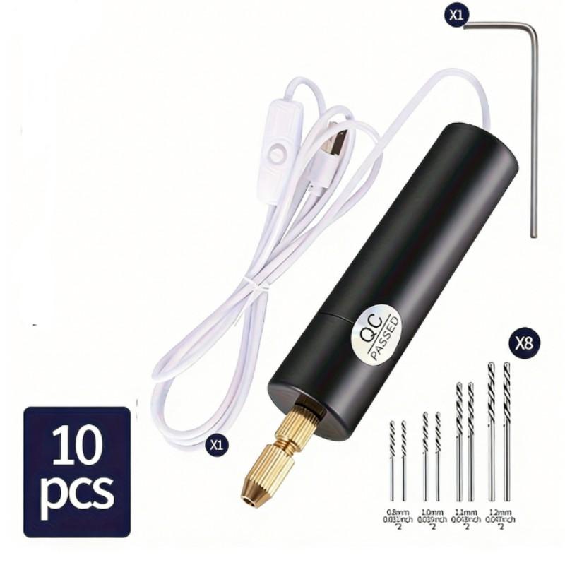 USB Mini Electric Drill Set for Resin Aluminum Rotary Tool, Multiple Drill Bits Handheld Needle Clamp Kit, Small DIY Drilling Projects Keychain Crafts ()