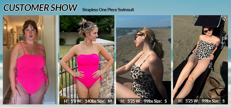 Yonique Women Strapless Tummy Control One Piece Swimsuit Bandeau Bathing Suit Cheeky Swimwear Yonique Women Strapless Tummy Control One Piece Swimsuit Bandeau Bathing Suit Cheeky Swimwear