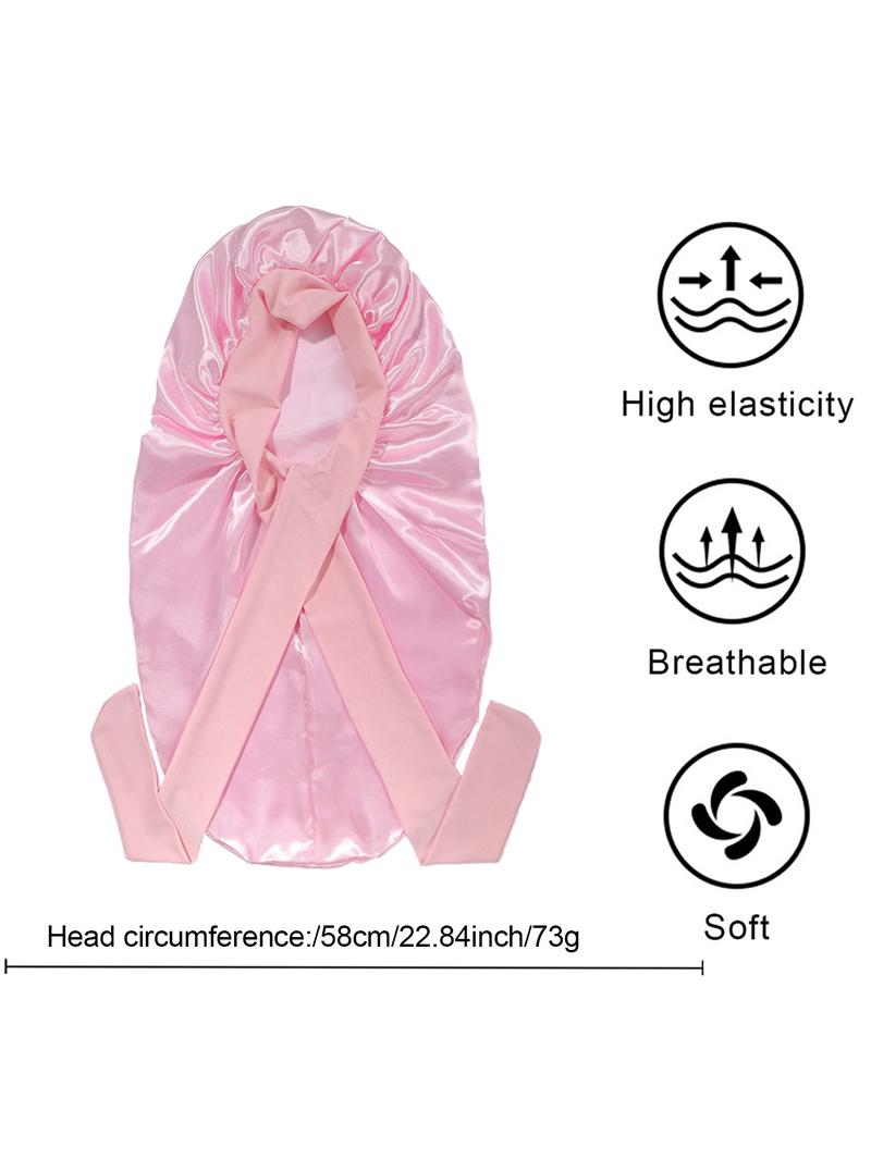 Women's Long Adjustable Hair Bonnet Satin Sleep Cap, Casual Fitted Hair Protection Hat, Suitable for Long Curly Hair, All Seasons Wear