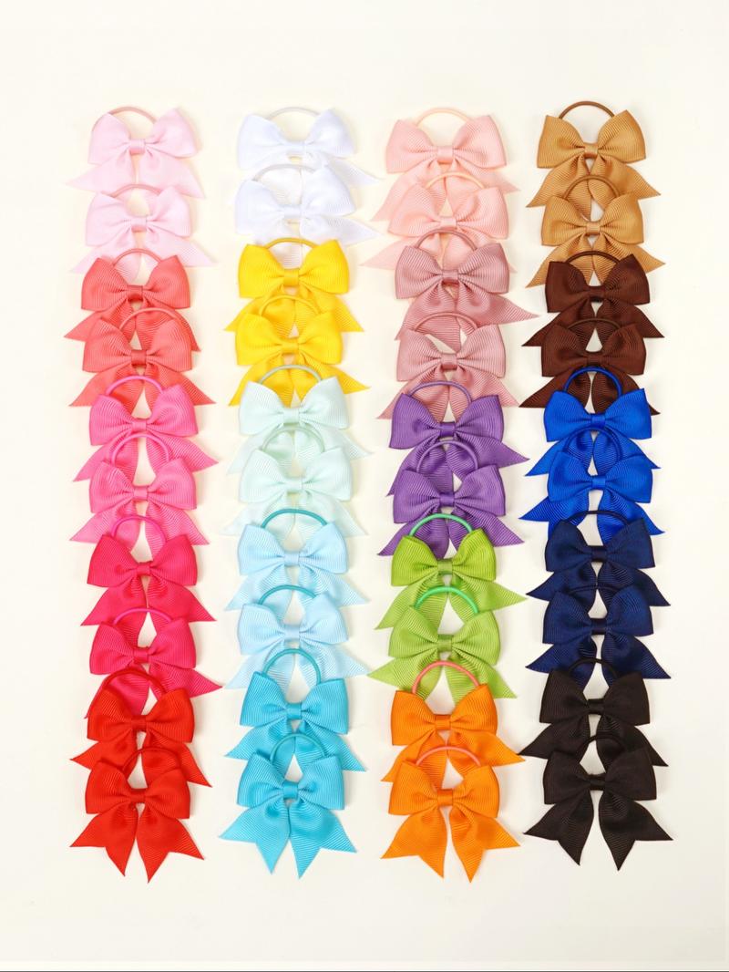 40-Piece Classic Bow Hair Ties Set, Strong Elasticity for Fine Soft Hair, Multi-Color Fits Various, Girls Ultimate Hair Accessory Collection, Hair Accessories Sets