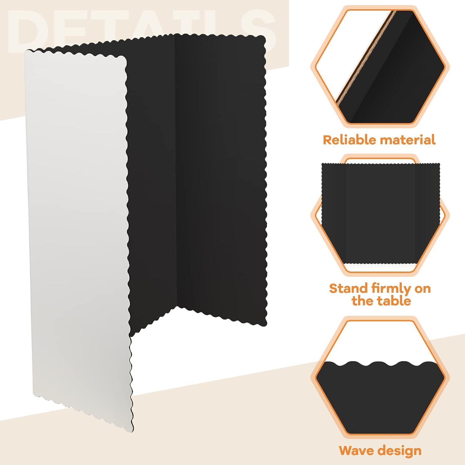 8 count 14 x 22 Inch Black Trifold Poster Board Large Tri Fold Presentation White Display Board Foldable Paperboard for Science Fair School Business Project Exhibition
