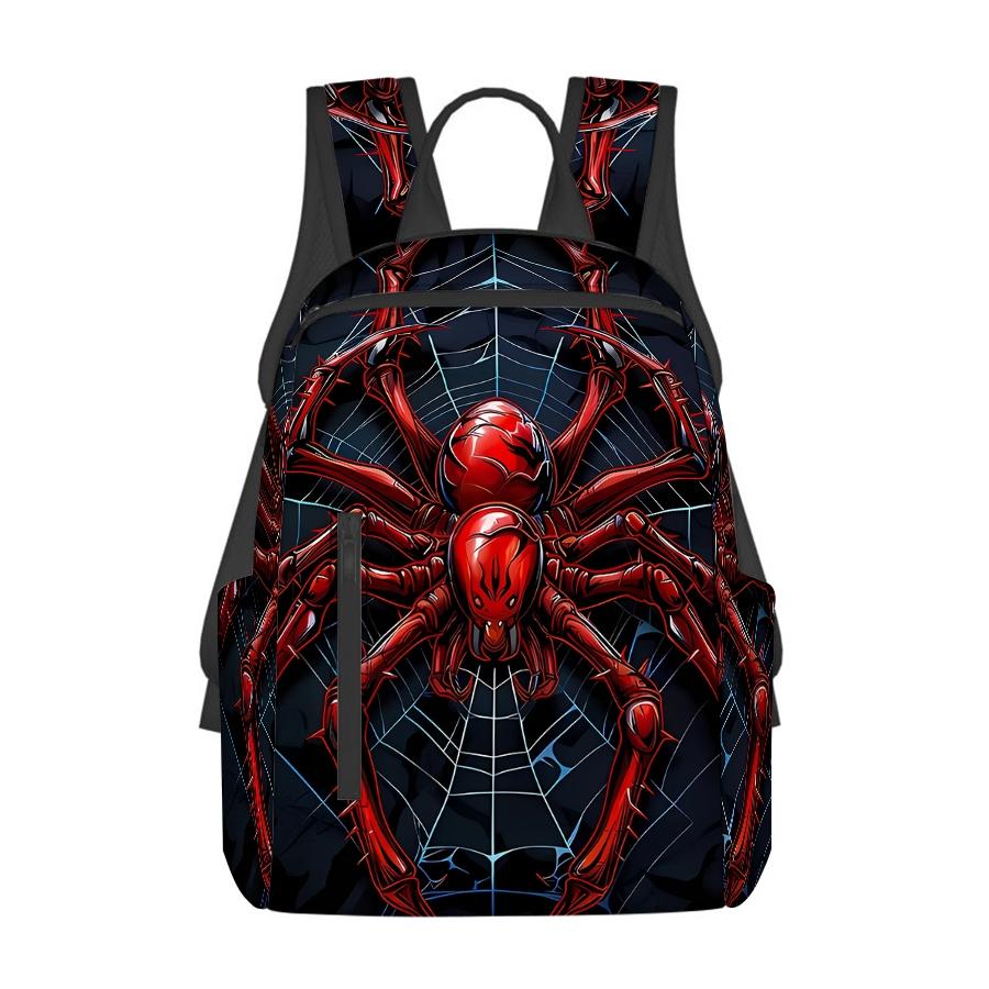 Red spider pattern full print backpack Casual printed backpack