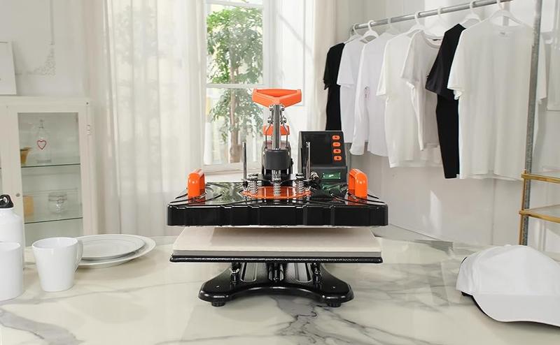 AKEYDIY Heat Press, 12x15 Inch Heat Press Machine Combo for T-Shirts, 850W Digital Transfer Sublimation T-Shirt Printing Machine, 360° Swing Away Tumbler Heat Press for Bags Mugs Hats Plates Caps Plates (Orange)