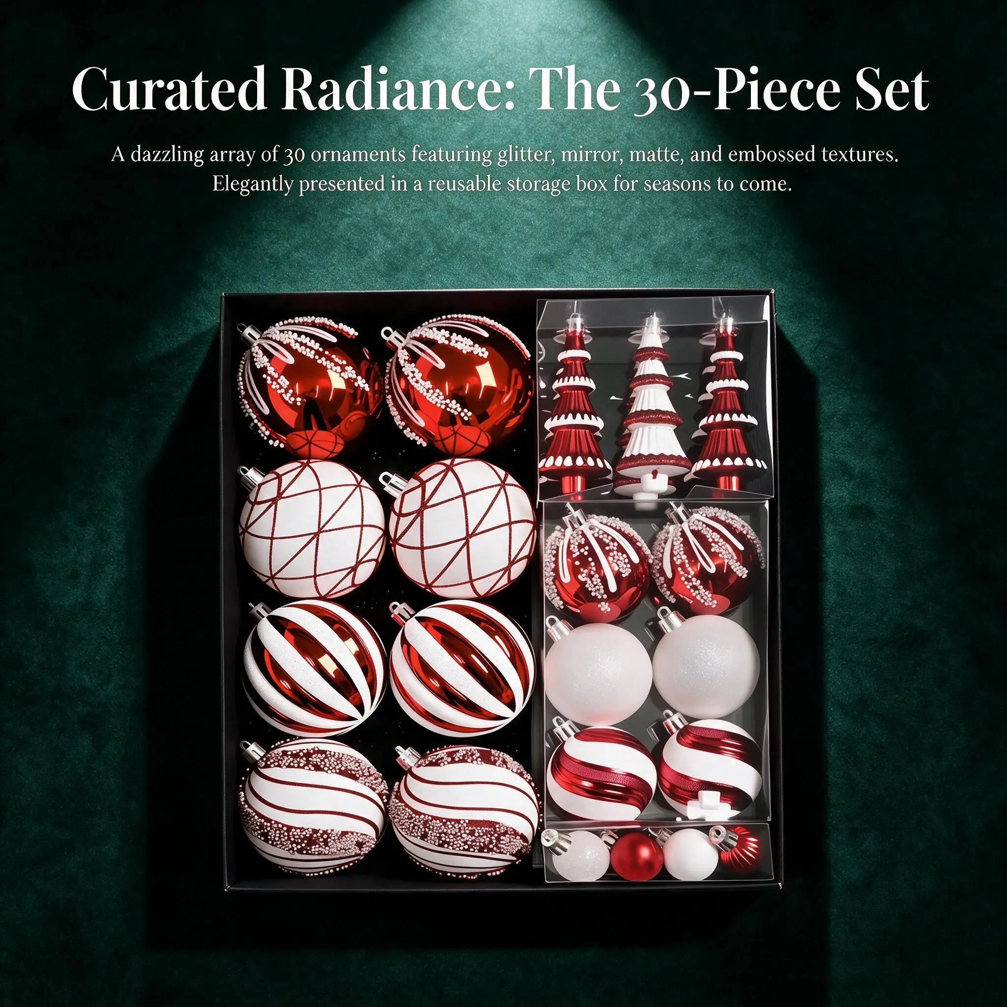 30 Piece Christmas Ornament Set, Durable Plastic Decorations, Easy Hang, Perfect for Tree Decorating, Gift Giving, Festival Setup
