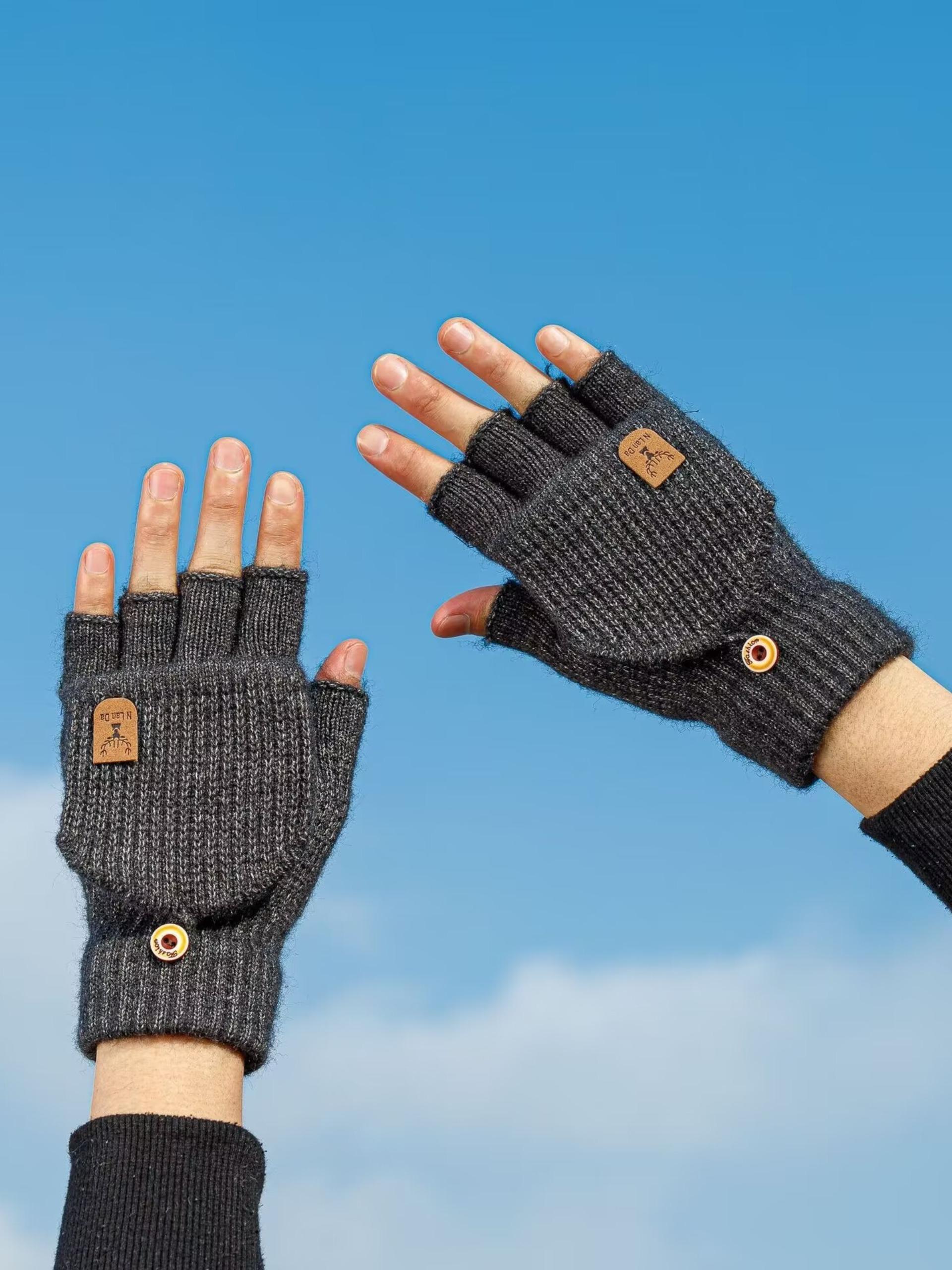 Comfortable Thick Knit Winter Gloves, Soft Breathable Touchscreen Compatible, Unisex Hand Wash Warm Outdoor & Daily Use Gloves