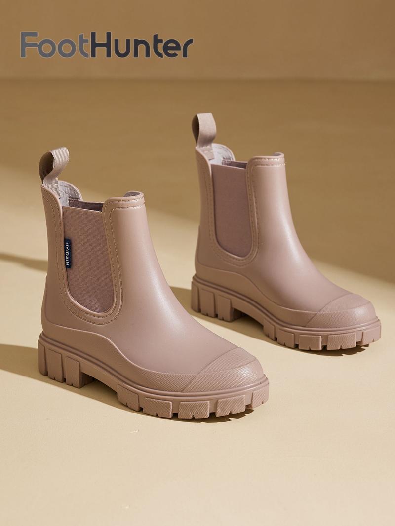 Women's Fashionable Solid Color Boots, Casual Ankle Boots, Casual Waterproof Non-slip Boots for Daily Wear, Female All-match Trendy Shoes for Daily Wear