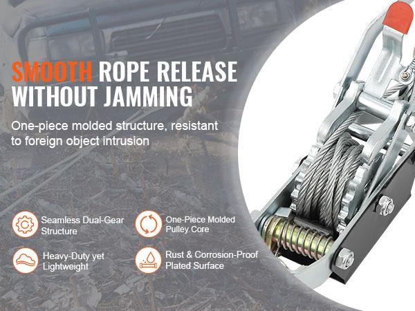 VEVOR Come Along Winch, 4 Ton (8, 818 lbs) Pulling Capacity, 10 ft Steel Cable, 3 Hooks, Heavy Duty Ratchet Power Puller Tool with Dual Gears, Automotive Hoist Cable Puller Ideal for Vehicle Rescue