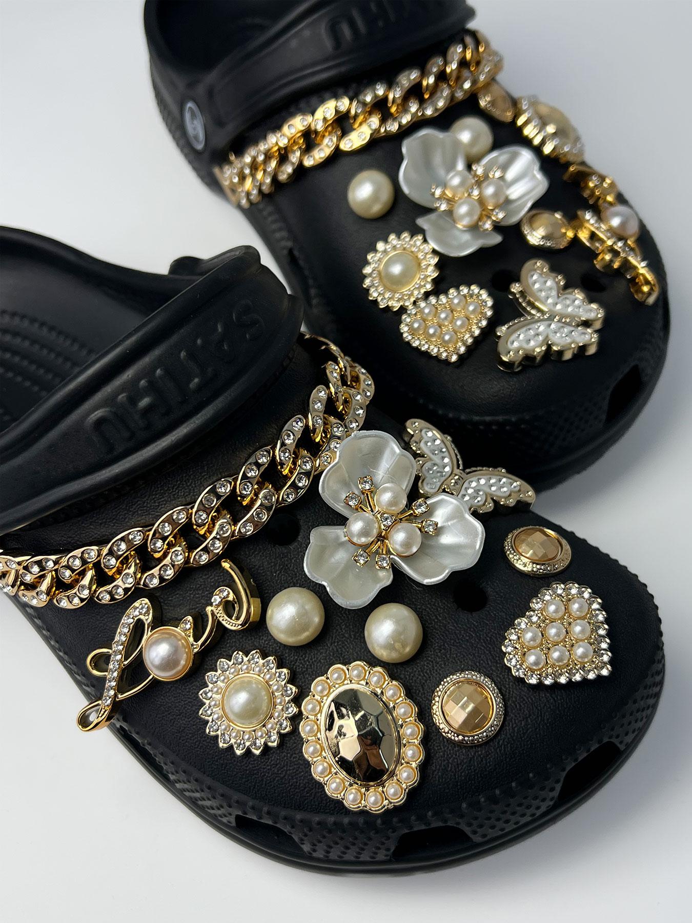 Fashionable Flower & Chain Design Shoe Charms, Elegant Shoe Decoration for Women & Girls, Shoes Accessories for Clogs