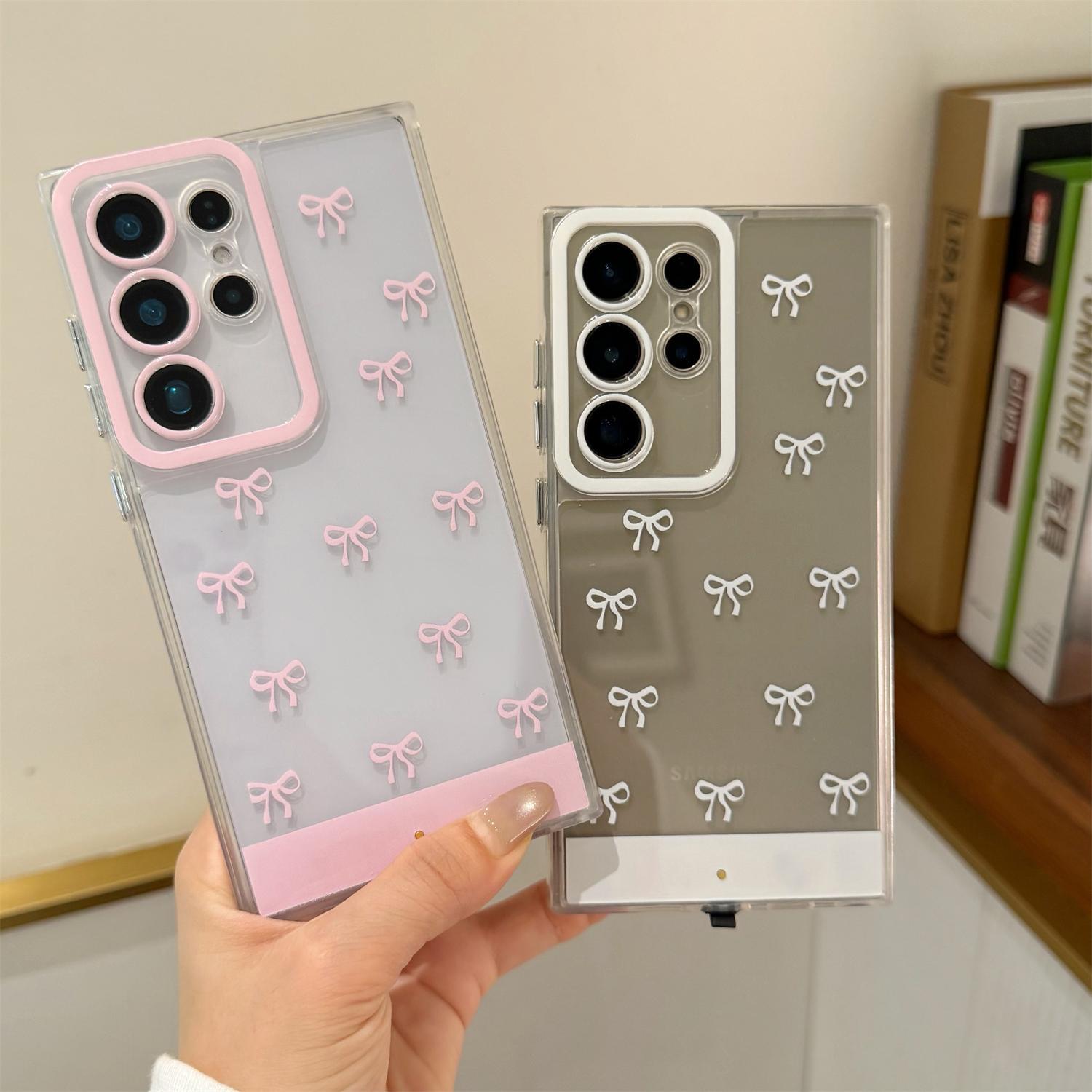 LED Light Up Bowknot Case for Samsung Galaxy S24/S25/S26 Ultra Plus, LED Flash Light up Incoming Call Phone Case, Shockproof Clear TPU Cover for Women Girls, Accessories, Smartphone#SummerVibes summervibes Cellphone Protection