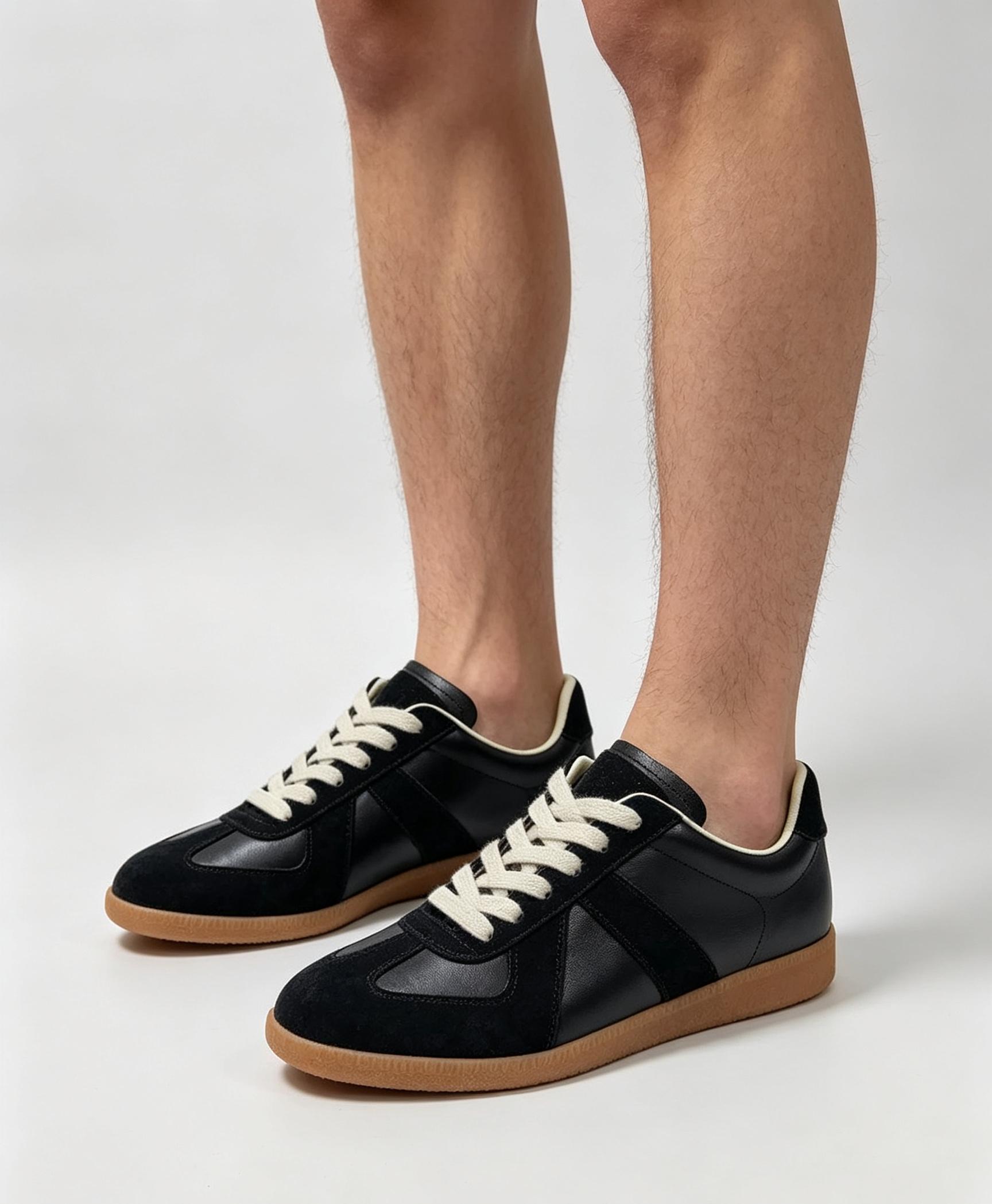 Women's Vintage Low Top Closed Sneakers - Suede & Leather Patchwork, Lace Up, Classic Gum Outsole, Athletic Sports Footwear for Daily Wear, Walking Shoes, Street Fashion Trainers, Sports Shoes